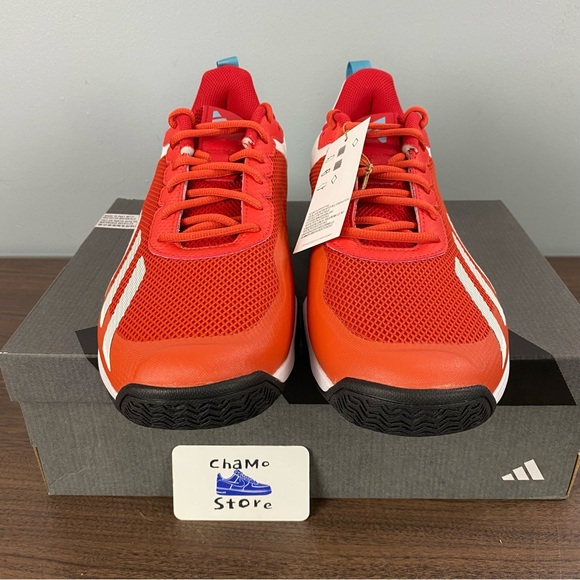 ADIDAS COURTFLASH SPEED TENNIS SHOES Preloved Red Cloud White HQ8483 Men’s Sz - Picture 2 of 11